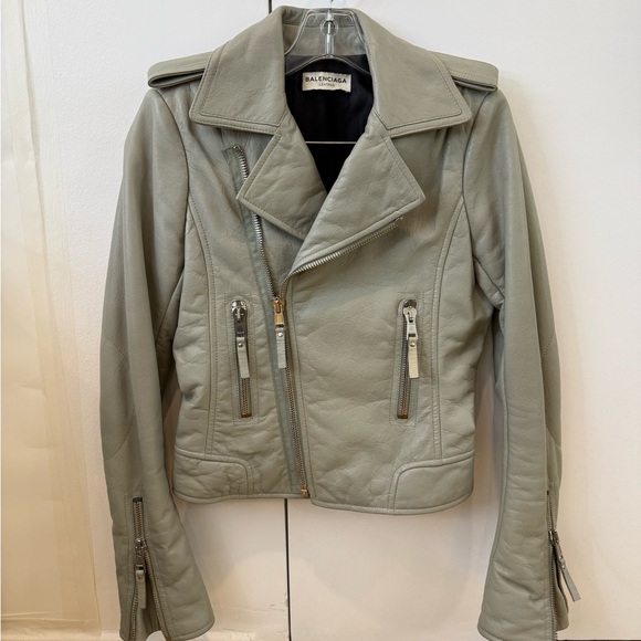 Balenciaga Jackets & Blazers - Balenciaga Leather Motorcycle Jacket Early 2000s Nicolas Ghesquière Gray Size 38